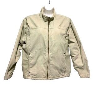 Woolrich Womens Corduroy Sherpa Lined Jacket British Tan Zip Front Outerwear L